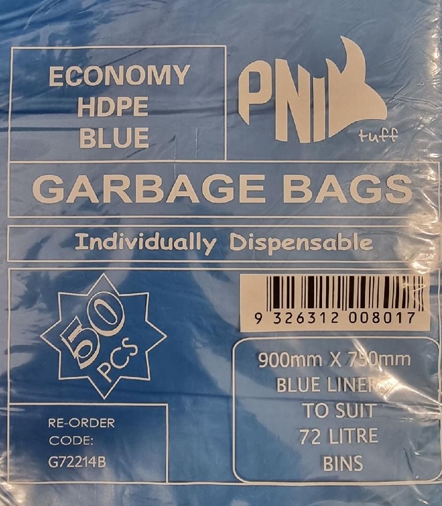 PNI Economy G/Bag 72lt Blue All Purpose 50/pack